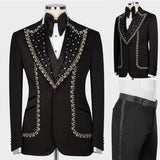 Aidase Luxury Men Wedding Suits Crystal Peaked Lapel Single Breasted Tuxedos Groom Business Party 2 Psc Blazer Pants Custom Made aidase-shop