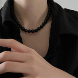 AIDASE  -  French Vintage Black Pearl Necklace For Women Simple Acrylic Beads Choker Fashion Jewelry Accessories Dropshipping Gift aidase-shop