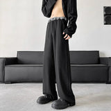 AIDASE  -  Autumn Men's Wide-Leg Pants Contrast Waist Drawstring Casual Trousers aidase-shop