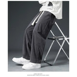 AIDASE  -  Men's Corduroy Drawstring Casual Pants Heavyweight Loose Wide Leg Straight Sweatpants Draped Trousers aidase-shop