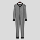 AIDASE  -  Men's Striped Pajamas O-Neck Long Sleeve Romper Home Wear Cozy Leisure Sleepwear S-3XL aidase-shop