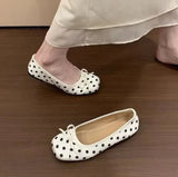 AIDASE  -  Women's Mary Jane Flats Polka Dot Bow Square Toe Soft Bottom Commuting Casual Shoes Spring Summer Comfortable Loafers aidase-shop