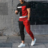 AIDASE  -  Summer Male Loose Casual Printing T-shirt Elastic Waist Pants Set Men Short Sleeve Street Style Pullover Tee Sweatpants Homme aidase-shop