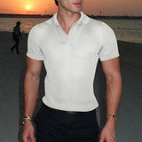 AIDASE  -  Men Shirt Hollow Out Lapel Short Sleeve Transparent Male Shirts Solid Streetwear Summer 2025 Fashion Casual Camisas aidase-shop