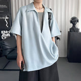 AIDASE  -  Fake Two-Piece Men's Tops Stylish short sleeve simple solid color male t-shirt summer new trend all-match menswear 21E6628 aidase-shop