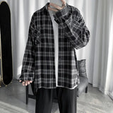 =Aidase Men's Check Shirts Casual Japanese Plaid Vintage Streetwear Long-sleeved Stylish Loose Leisure Clothing Korean Popular Blouse aidase-shop