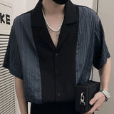 Aidase Fashion Lapel Button Spliced Loose Korean Shirts Men's Clothing 2024 Summer New Casual Tops Short Sleeve All-match Shirt aidase-shop