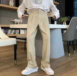 AIDASE  -  Fluid Khaki Trousers for Men Draped Wide Leg Man Suits Pants Formal High Quality Work Wear Tailoring Slacks Thin Casual Fashion aidase-shop