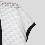AIDASE  -  Men Shirt Mesh Patchwork V Neck Short Sleeve Summer Men Clothing Streetwear 2025 Fashion Casual Transparent Camisetas aidase-shop