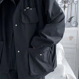 AIDASE  -  American New Simple Workwear Black Jacket Men Trendy Handsome Loose Korean Streetwear Versatile Large Size Student Jacket aidase-shop