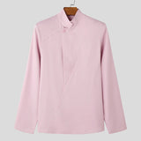 AIDASE  -  Men Shirt Solid Color Stand Collar Long Sleeve Casual Men Clothing Streetwear Loose Fashion Leisure Cmaisas S-5XL aidase-shop