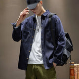 Aidase Male Jean Coats Cargo Shirt Men's Denim Jacket Blue Wide Shoulders Long Low Cost Elastic Menswear Fashion Clothing Trendy Price G aidase-shop