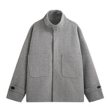 AIDASE  -  Korean Fashion Men's Wool Blend Coat Single Breasted Pea Coat Trench Overcoat aidase-shop