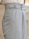 AIDASE  -  Vintage High Waist Belt-up Slim Fit Pants For Mens New Casual Pleated Suit Trousers Spring Autumn Outdoor Fashion Men's Trousers aidase-shop