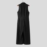 AIDASE  -  Men Jumpsuits Solid Color Lapel Sleeveless Button Male Rompers Streetwear Loose Fashion Casual Overalls Men S-5XL aidase-shop