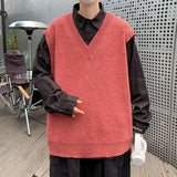 AIDASE  -  Hong Kong style loose autumn and winter men's vest knitted sweater for outerwear trendy camisole college style V-neck loose aidase-shop
