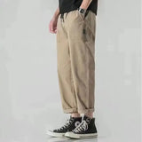 AIDASE  -  Men's Loose Cropped Pants Elastic Waist Casual Trousers aidase-shop