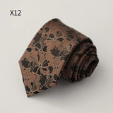 AIDASE  -  New Trendy Men's Silk Ties Jacquard Dot Floral Necktie 8cm Brown Green Neck Tie Daily Wear Shirt Suit Cravat Wedding Groom Gift aidase-shop