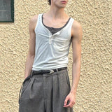 AIDASE  -  Summer New Casual Mens Ribbed Vest Sexy Stretchy Slim See Through Tank Tops For Men Daily Leisure Sleeveless Crop Camisoles aidase-shop