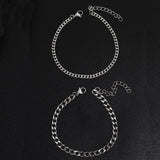 AIDASE  -  Stainless Steel Cuban Chain Bracelet Set Silver Color Titanium Steel MenBracelet Fashion Jewelry Trend Accessories Men Gift aidase-shop