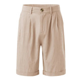 AIDASE  -  Men's Summer Short Pants Comfortable Breathable Pleated Five-Quarter Length Cotton Street Style Loose Fit Men's Clothing aidase-shop
