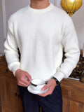 AIDASE  -  Leisure Knitting Sweaters For Mens Fall Winter Casual Texture Knit Bottoming T Shirt Fashionable Solid Color Crew Neck Sweater aidase-shop
