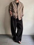 AIDASE  -  Breathable Ice Silk Ribbed Trousers Mens Summer New Casual Straight Pants Men Stylish Striped Textured Pants Old Money Aesthetic aidase-shop