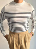 AIDASE  -  Autumn Casual Mens Knit T Shirts Long Sleeve Crew Neck Vintage Jumpers For Men Stylish Striped Knitted Sweaters Tops Male aidase-shop