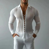 AIDASE  -  Autumn And Winter New Men's Lapel Strap Design Shirt Hollow Abstinence Style Texture Men's Shirt aidase-shop