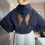 AIDASE  -  Women Angel Wings Solid Color Hoodie Y2k Hollow Out Lace Patchwork Sweatshirt Female Casual Street Long Sleeve Tops aidase-shop