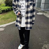 AIDASE  -  Loose Fit Long Sve irt for Men Autumn Winter plus Size 250 Pou American Sle Retro Casual Outerwear Plaid Pattern aidase-shop