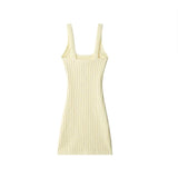 AIDASE  -  Solid Knitted Tight Mini Dress Women Sexy Round Neck Sleeveless Waist Cinched Short Dresses 2025 New Summer Beach Holiday Robe aidase-shop