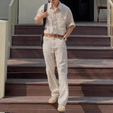 AIDASE  -  Short Sleeve Button-up Turn-down Collar Pockets Shirt For Men Fashion Solid Color Cardigans 2025 Summer New Casual Mens Shirts aidase-shop