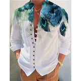 Aidase Spring Autumn 3D Print Shirts Men's Long-Sleeved Stand-Up Collar Casual Shirt Cardigan Fashion Tops Streetwear Clothing For Men