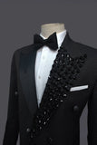 Aidase Gorgeous Men Suits Tuxedos 2024 For Black gem Peaked Lapel Single Breasted 2 Pieces Blazer Pant Custom Size Party Occasion aidase-shop