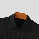 AIDASE  -  Men Bodysuits Mesh Patchwork Zipper Lapel Short Sleeve Male Rompers Playsuits Sexy See Through Fashion Bodysuit S-3XL aidase-shop