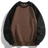 AIDASE  -  Men's Hoodless Sweater Raglan Sleeves Round Leadercolor Matching Plus Size Sweater Bottoming Shirt U of I Sweatshirt aidase-shop