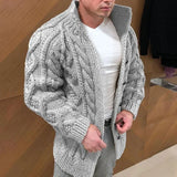 40.46Aidase New Mens Autumn Winter Sweater Long Sleeve Standing Collar Twisted Jacquard Men's Casual Cardigans aidase-shop