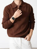 AIDASE  -  Solid Color Knitted Polo Shirts Men 2026 Spring Autumn Daily Casual Long Sleeve Slim Jumper Tops Mens Fashion Polo Sweater aidase-shop