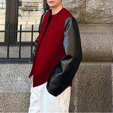 AIDASE  -  Men Jackets PU Leather Patchwork O-neck Long Sleeve Button Male Coats Streetwear 2025 Fashion Casual Jackets Men S-5XL aidase-shop