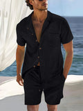 AIDASE  -  Short Sleeve Collar Shirt Men's Summer Thin Set Casual Sportswear Summer Shorts aidase-shop