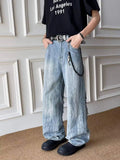 AIDASE  -  American Street Style Ripped Men Jeans Summer Washed Straight-leg Personality Fashionable Handsome Male Trousers 21E6562 aidase-shop