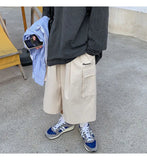 AIDASE  -  Japanese Streetwear Beige Cargo Capri Pants Women Harajuku Hippie Pockets Oversize Wide Leg Trousers Jogging Summer aidase-shop