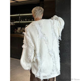 Aidase Ripped Tassel Sweater Men Women Streetwear Pullovers Men's Sweater Harajuku Fashion Hip Hop Fringed Knitted Round Neck Sweaters