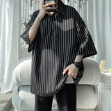 Aidase Told Tale Male Simple Stripe Polo Shirt Men Clothing Loose Casual Men's Shirts Summer Male Short Sleeve Shirts Pullover