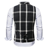 AIDASE  -  Trendy Sleeveless Slim Waistcoats Mens Spring Fashion Lapel Buttoned Plaid Striped Vest Jackets Men Casual Tie-up Suit Coat Male aidase-shop