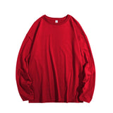 Oversized Men's T-shirts Long Sleeve Quality Cotton Fashion Korean Clothing Tops Solid Color Harajuku Male Tees aidase-shop