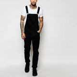 AIDASE  -  Trendy Men's Popular Suspender Solid-color Skinny Denim Jumpsuit, European and American High-street Style Denim Long Pants aidase-shop