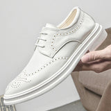 AIDASE  -  White Men's Dress Shoes Classic Formal Oxford Leather Office Shoes For Men High Quality Wedding Casual Business Brogues Shoe Man aidase-shop