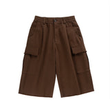 Aidase Summer Vintage Brown Cargo Shorts Men Women Korean Fashion Streetwear Capri Trousers Unisex Harajuku Casual Couple Shorts Male aidase-shop